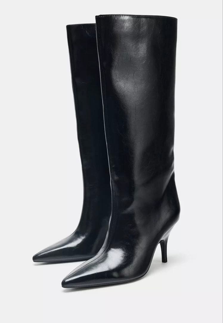 ZARA【キトゥンヒールニーハイブーツ】23.5cm