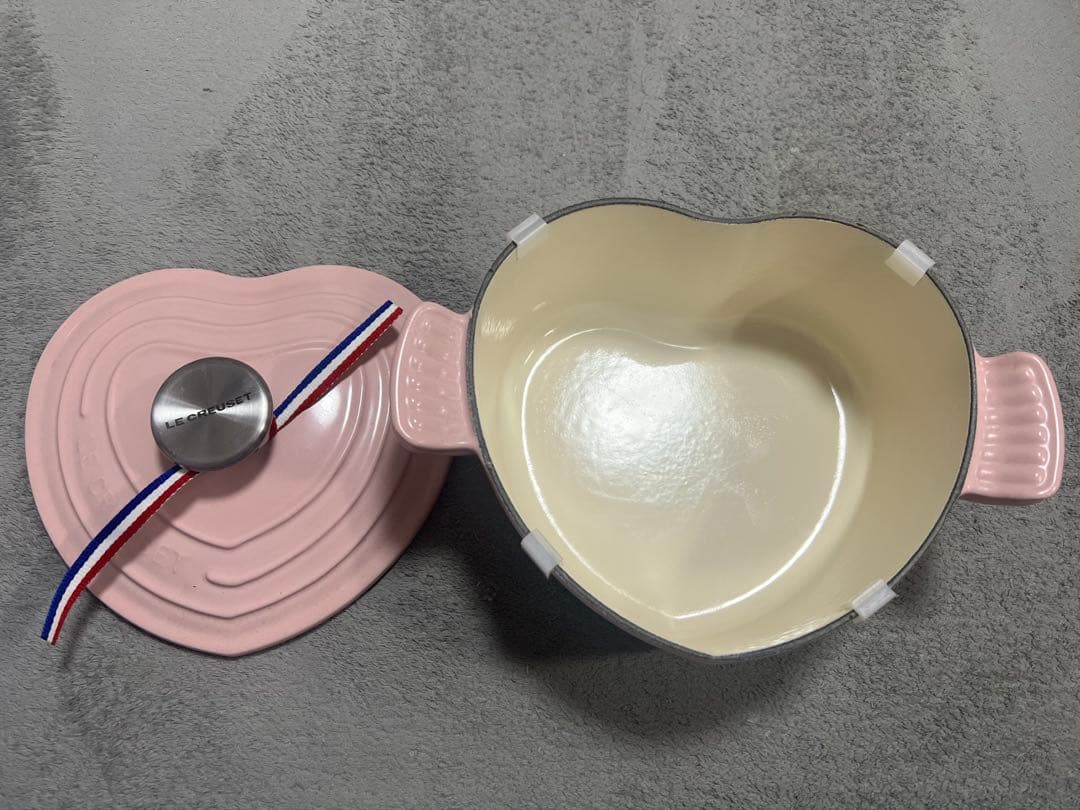 ルクルーゼ ココットダムール ピンク 両手鍋 ハート シフォンピンク