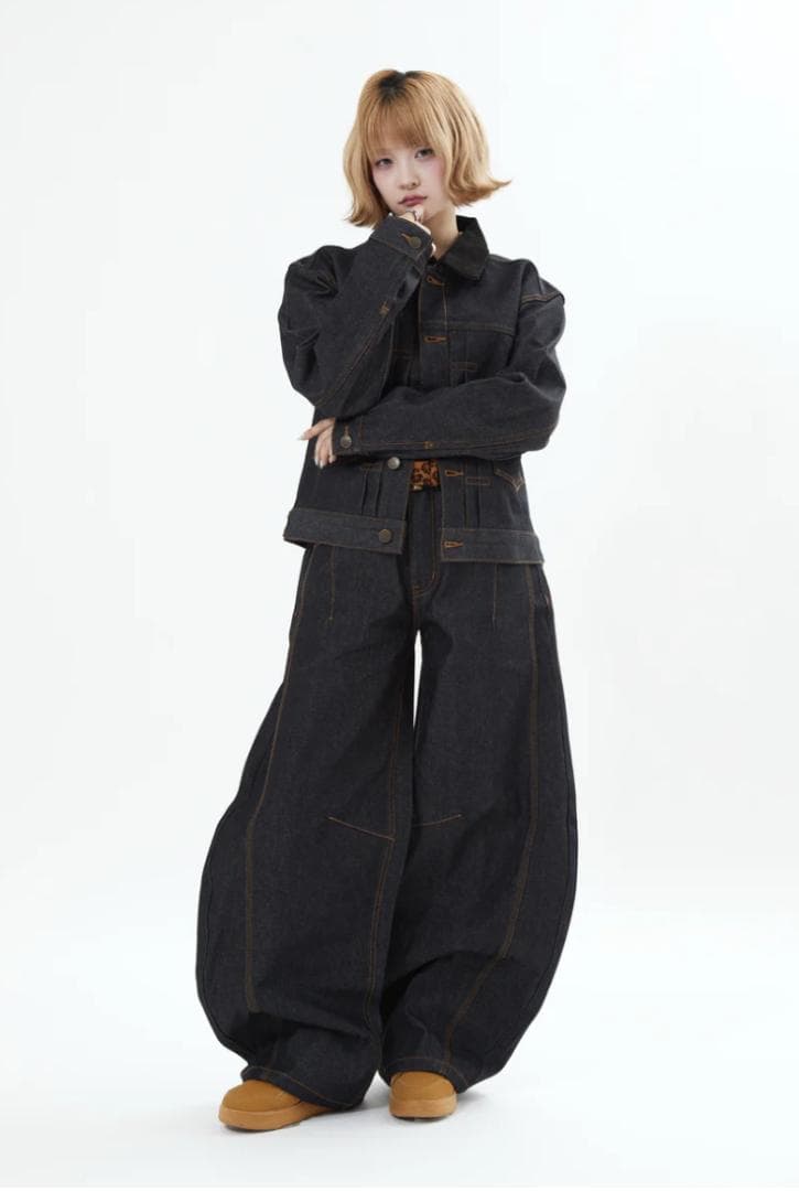 L2156　リジットバルーンデニム　S（black）　地底人ONLINE