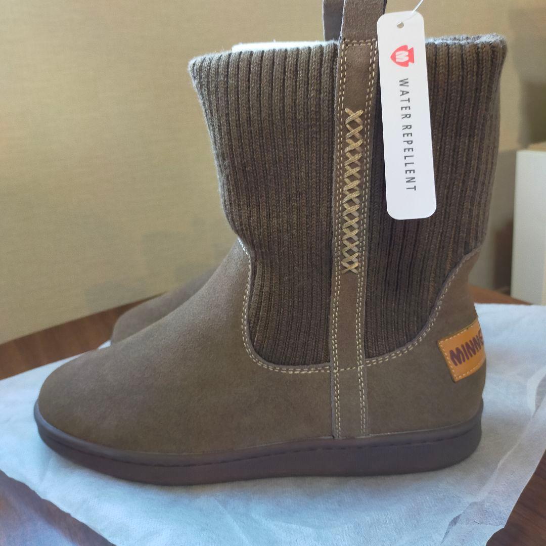 Minnetonka ミネトンカ リブニットブーツ 24.5cm定価15950円