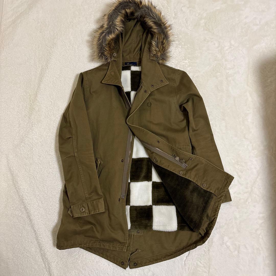 FRED PERRY モッズコート S カーキ ライナー付 ブロックチェック