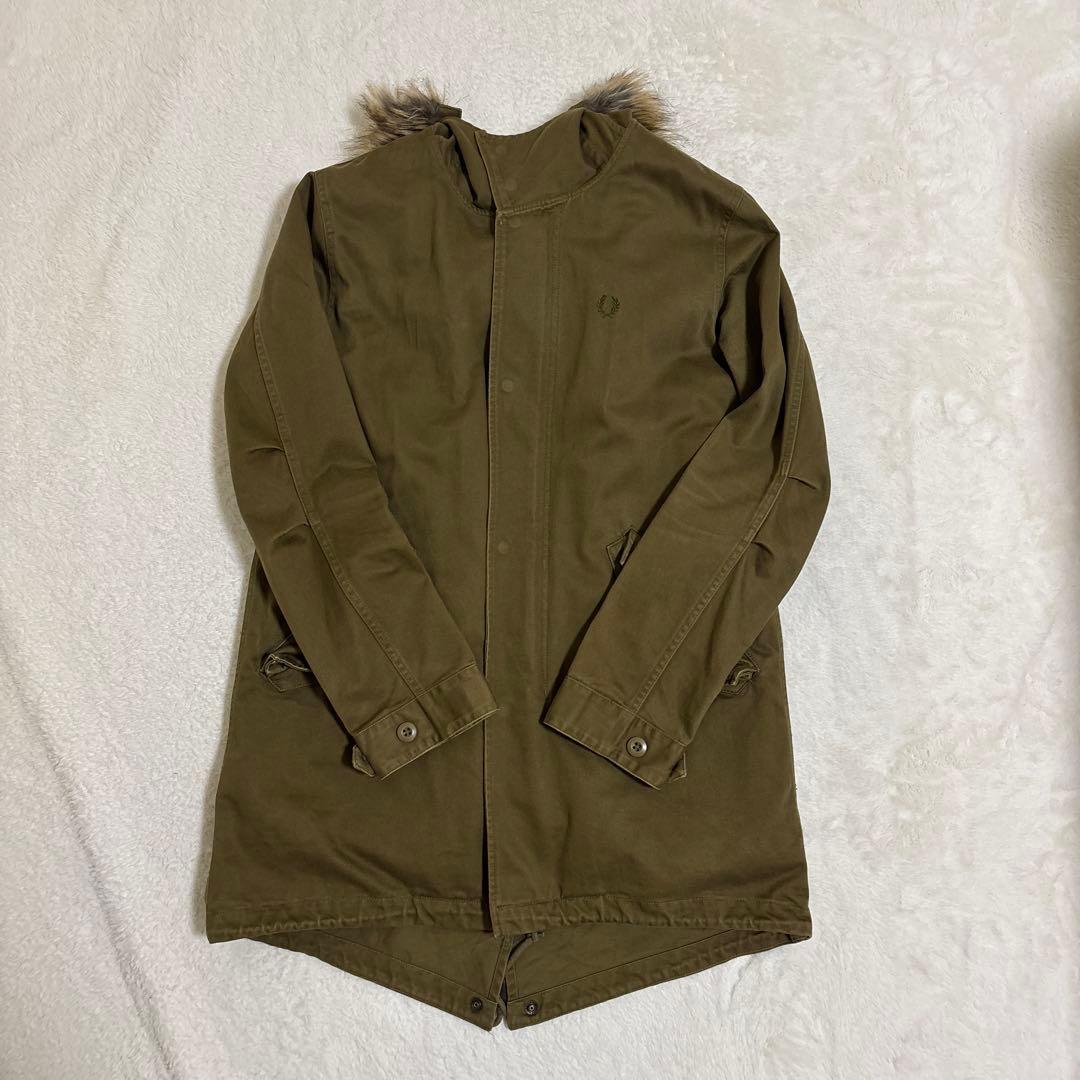 FRED PERRY モッズコート S カーキ ライナー付 ブロックチェック