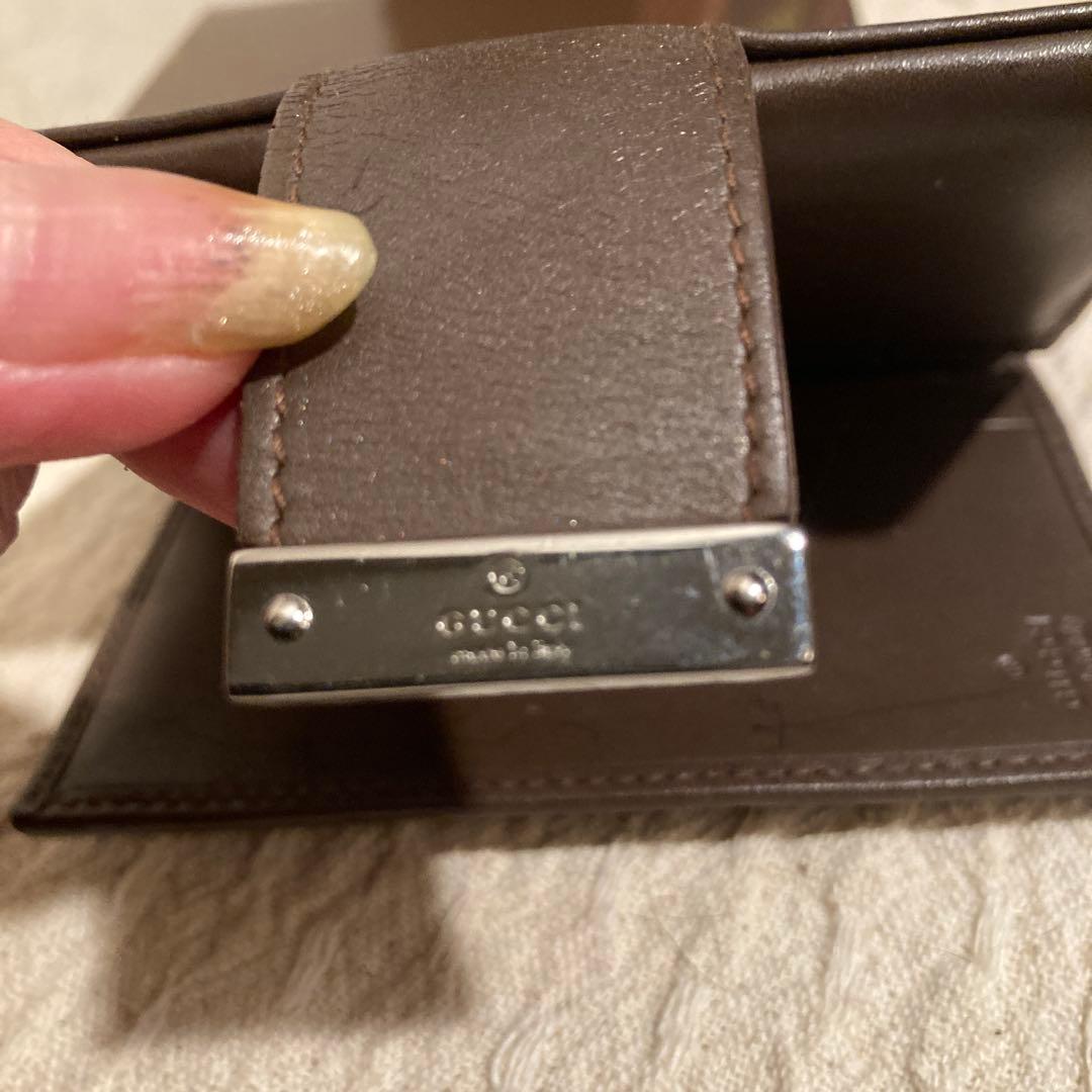 GUCCI 名刺入れ ブラウン キャンバス/レザー
