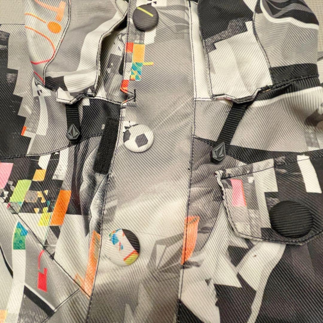 VOLCOM メンズ　スノボジャケット　総柄　グラフィック　グレー系 M