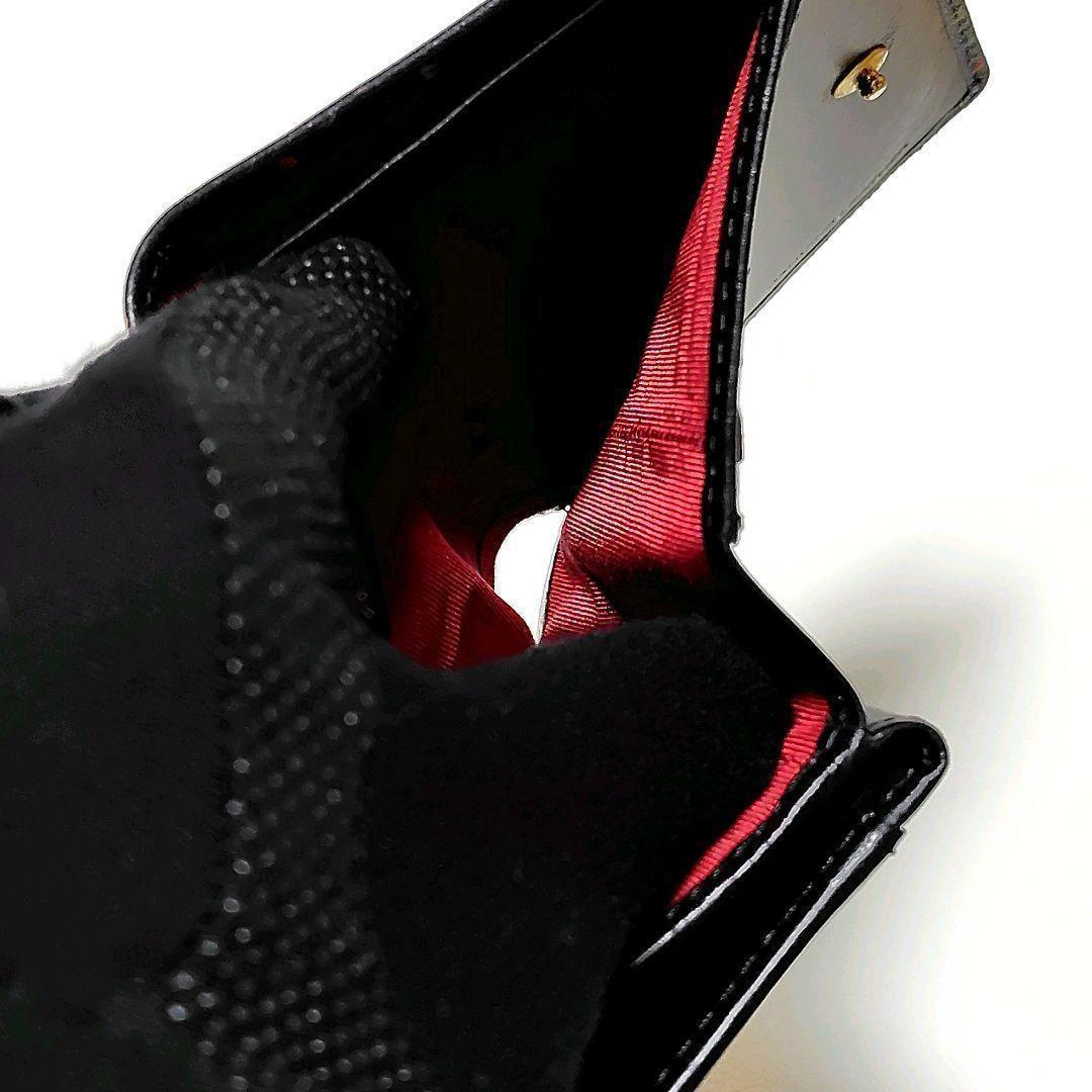 ポールスミス　折り財布　黒　ハートドット　金具ロゴ　マルチカラー