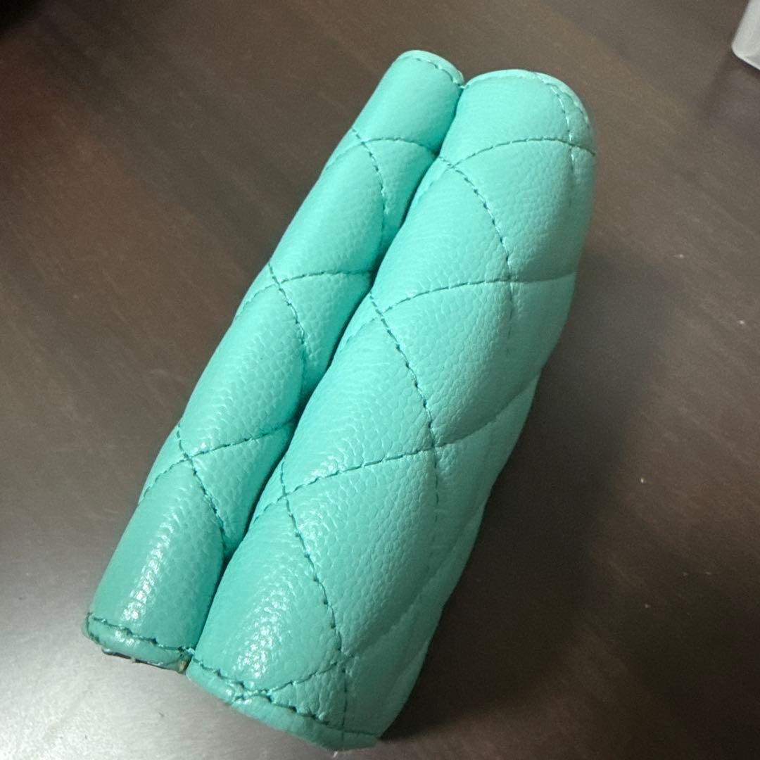 リ*ン様 CHANEL 三つ折り財布 ミントグリーン
