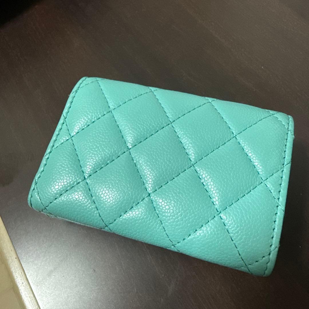 リ*ン様 CHANEL 三つ折り財布 ミントグリーン