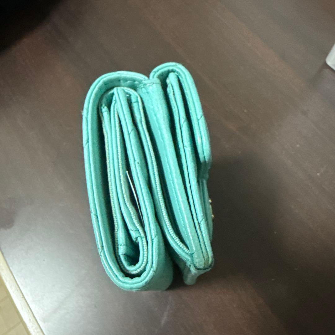 リ*ン様 CHANEL 三つ折り財布 ミントグリーン