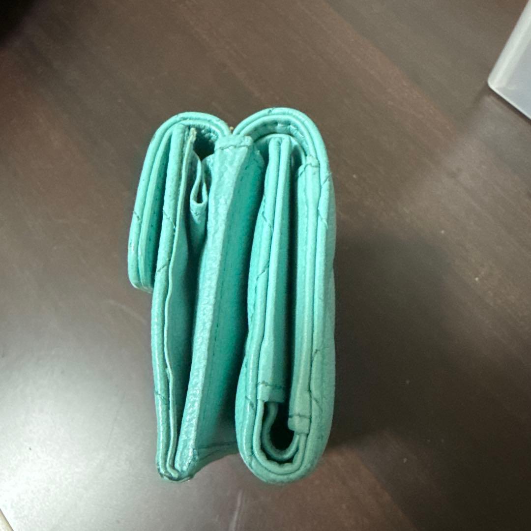 リ*ン様 CHANEL 三つ折り財布 ミントグリーン