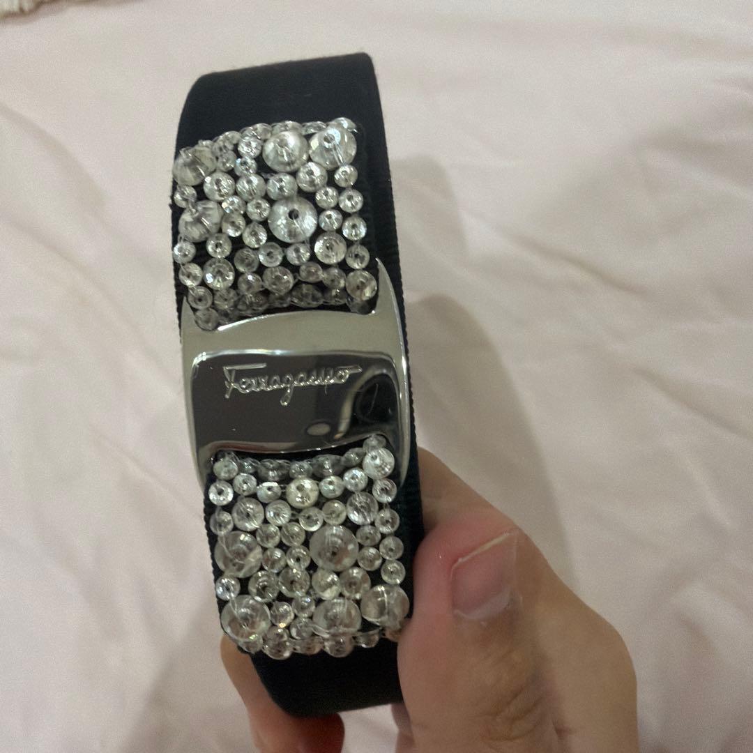 Ferragamo ラインストーン カチューシャ ブラック