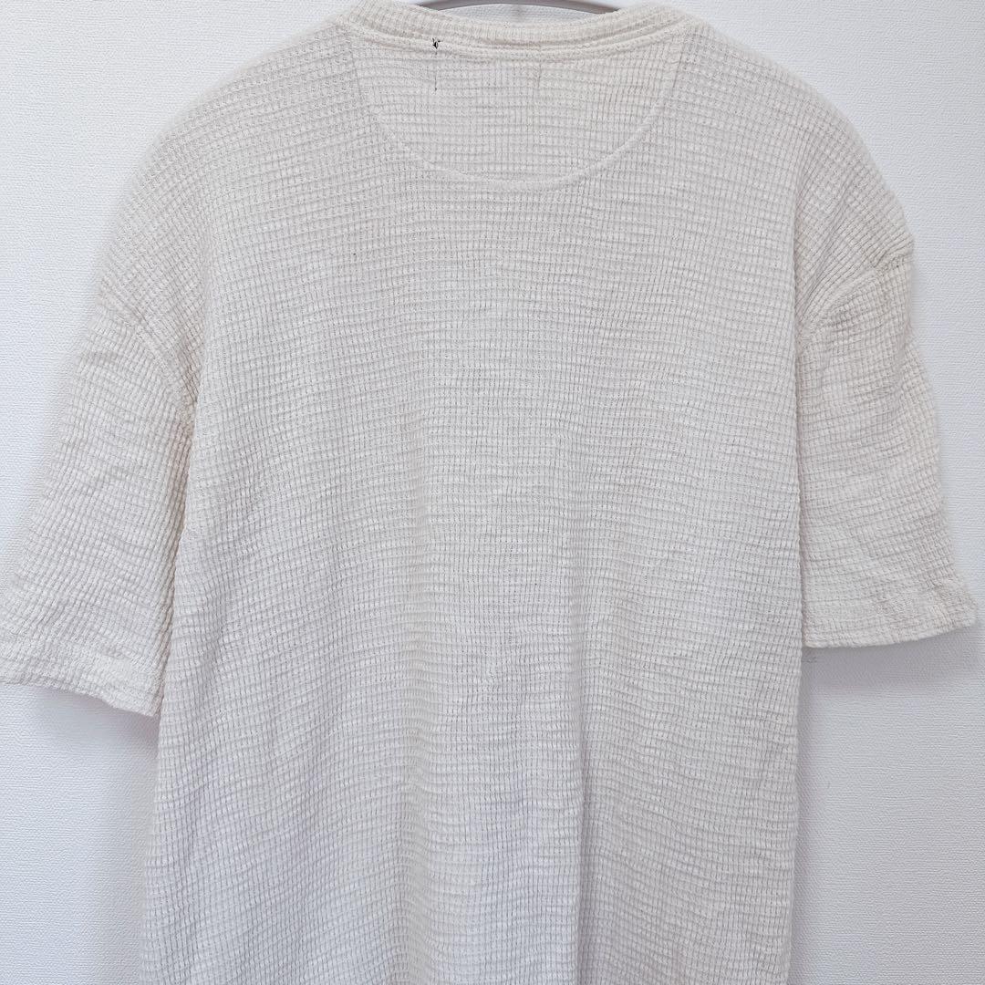 希少 RRL ヘンリーネック 半袖 ワッフル カットソー L 白 ストレッチ
