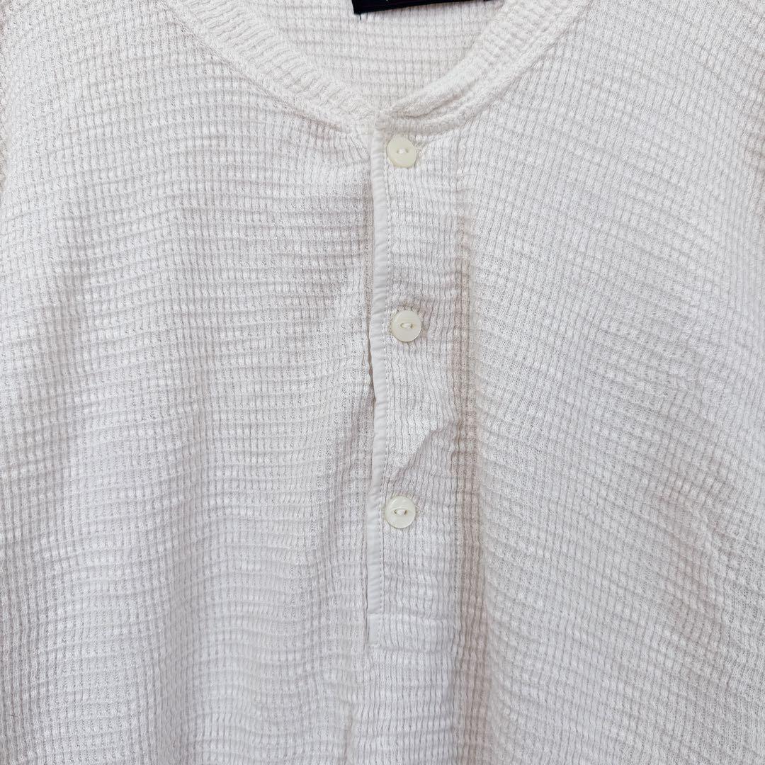 希少 RRL ヘンリーネック 半袖 ワッフル カットソー L 白 ストレッチ