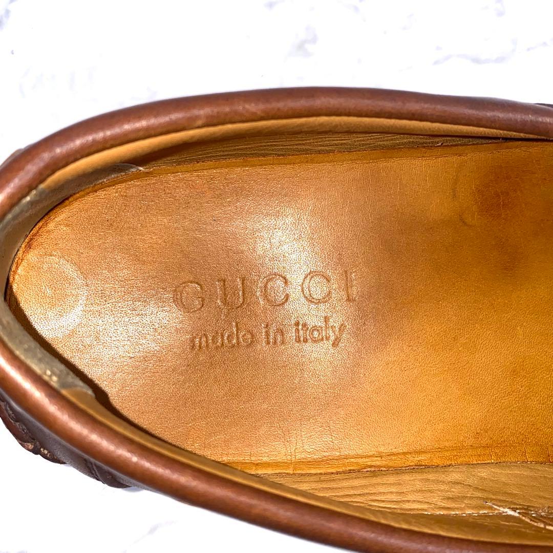 GUCCI グッチ デッキシューズ レザー ブラウン イタリア製