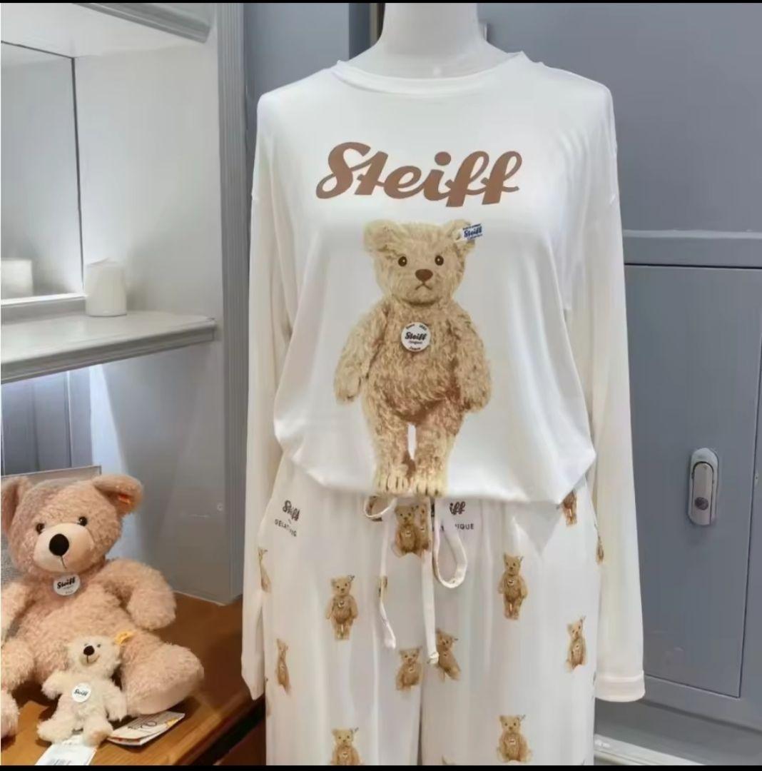 新品未使用　ジェラートピケ　Steiffテディベア上下セット