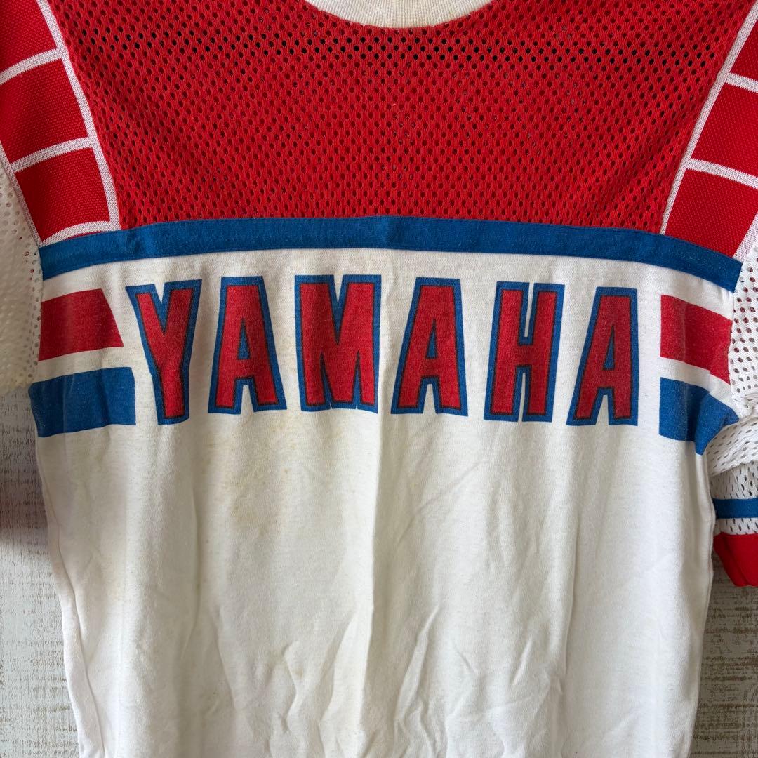【アンティーク】昭和レトロ ヤマハ モトクロス メッシュ Tシャツ ロゴプリント