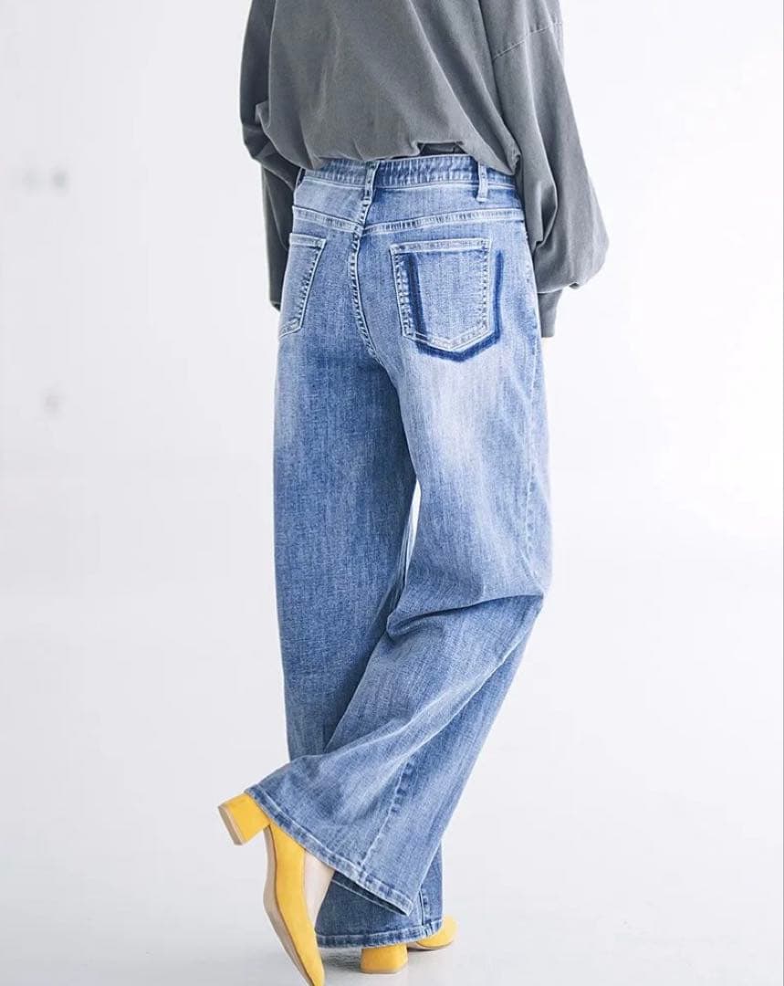 INDIMARK デニムパンツレディースワイド デニムベーシックブルーWJ167