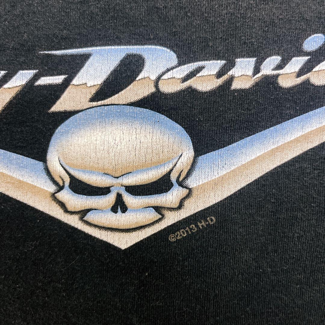 HARLEY 両面プリント スカル フレイム ファイアーパターン　Tシャツ