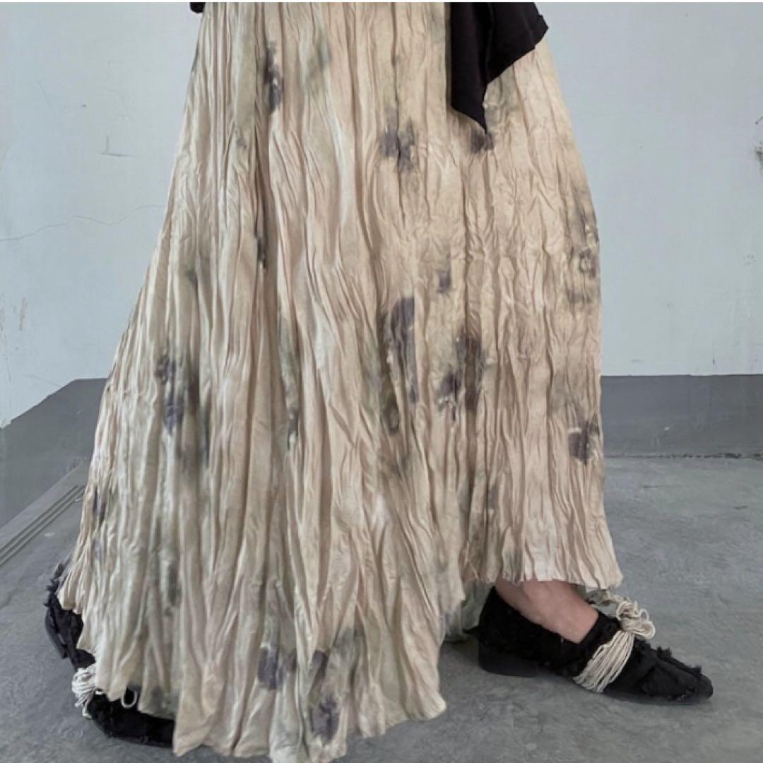 スカート painting sheer pleated skirt