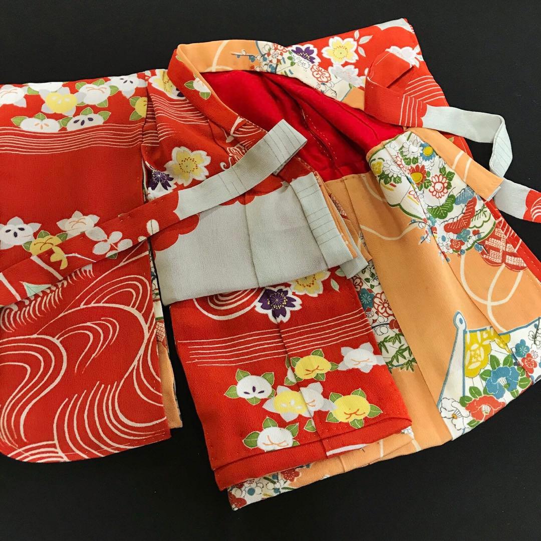 ＊ 市松人形 12号 小花 小柄 錦紗縮緬 着物 帯 ＊