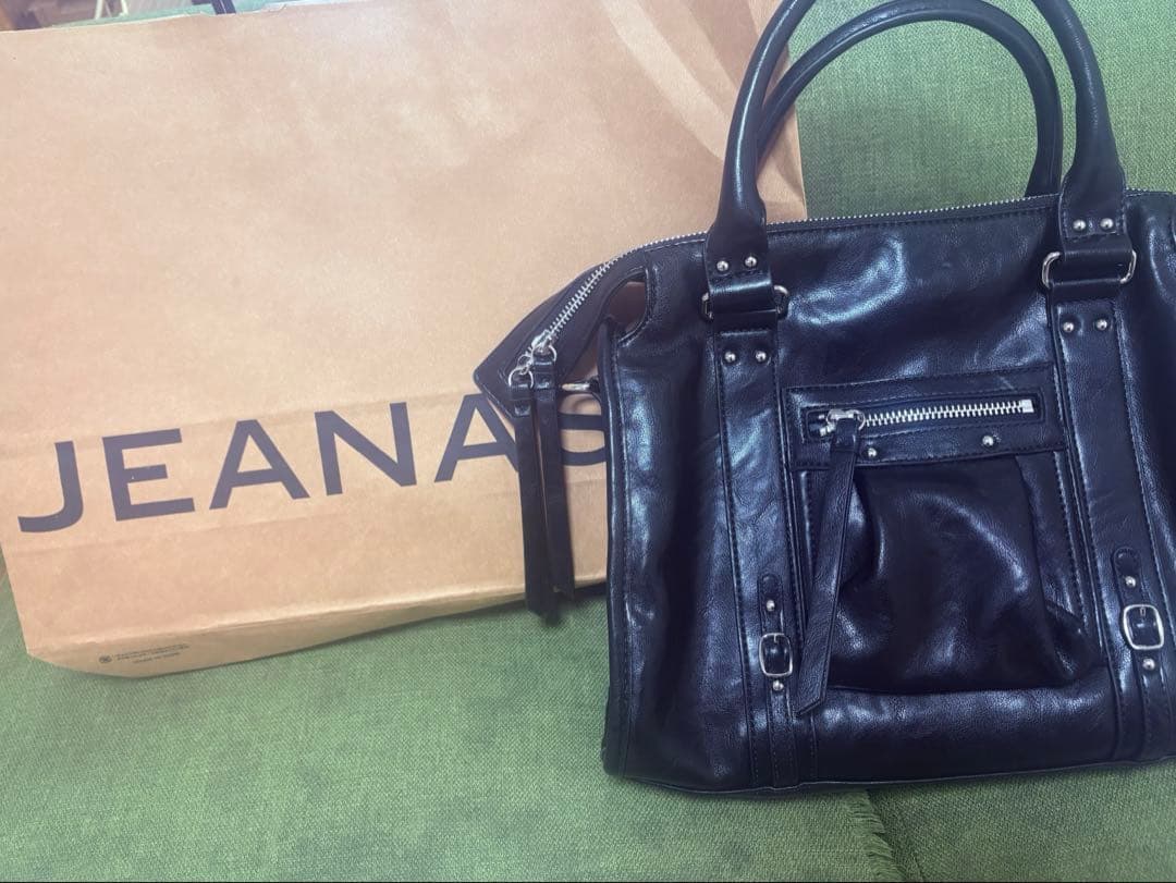 JEANASIS アンティークフェイクレザーボストンバッグ【BLACK】