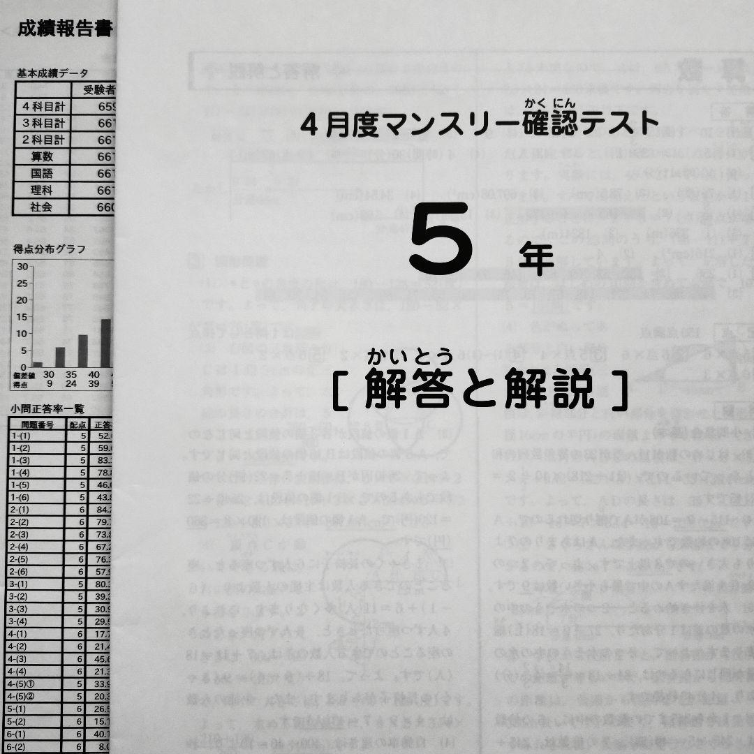 2024年度 サピックス 5年 4月度マンスリー確認テスト 小5 5年生