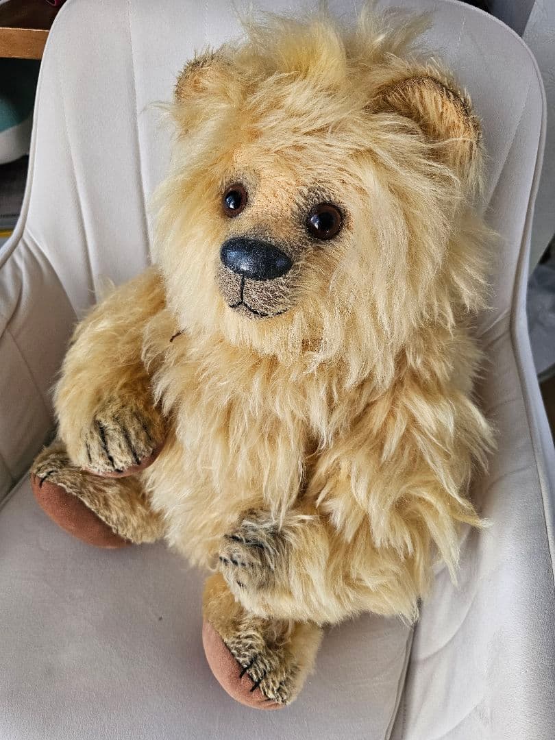 海外作家 テディベア イボンヌ様 ゴールドの大きなふわふわベア
