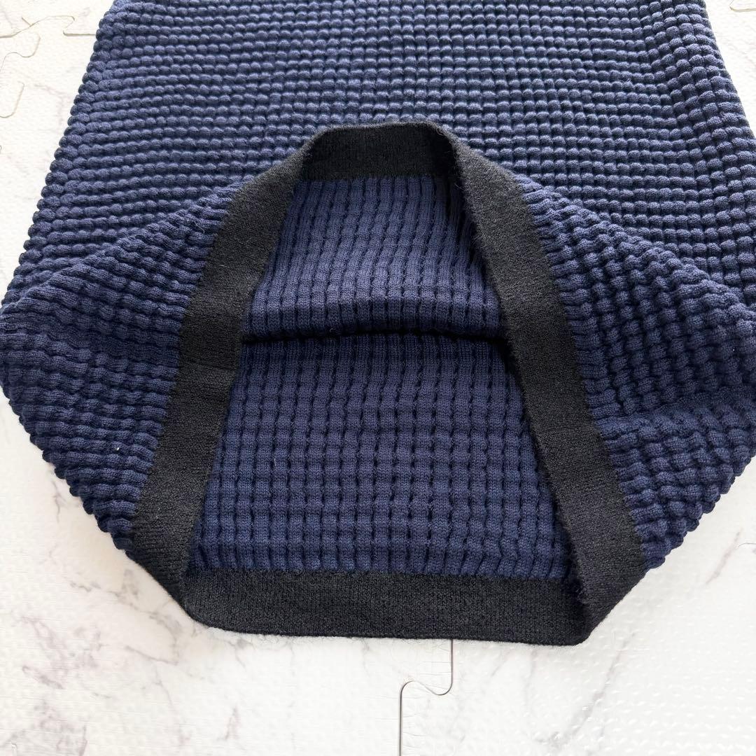 極美品✨フェンディ ワッフルニットワンピース ネイビー 38 パフスリーブ