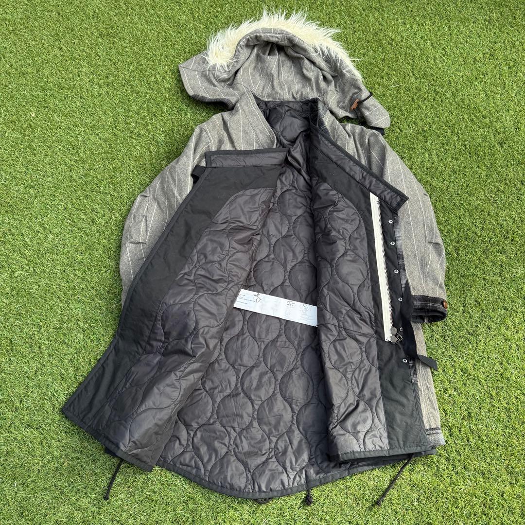 ジャケット・アウター 188 KHOKI M51 Patchwork Coat Gray Stripe