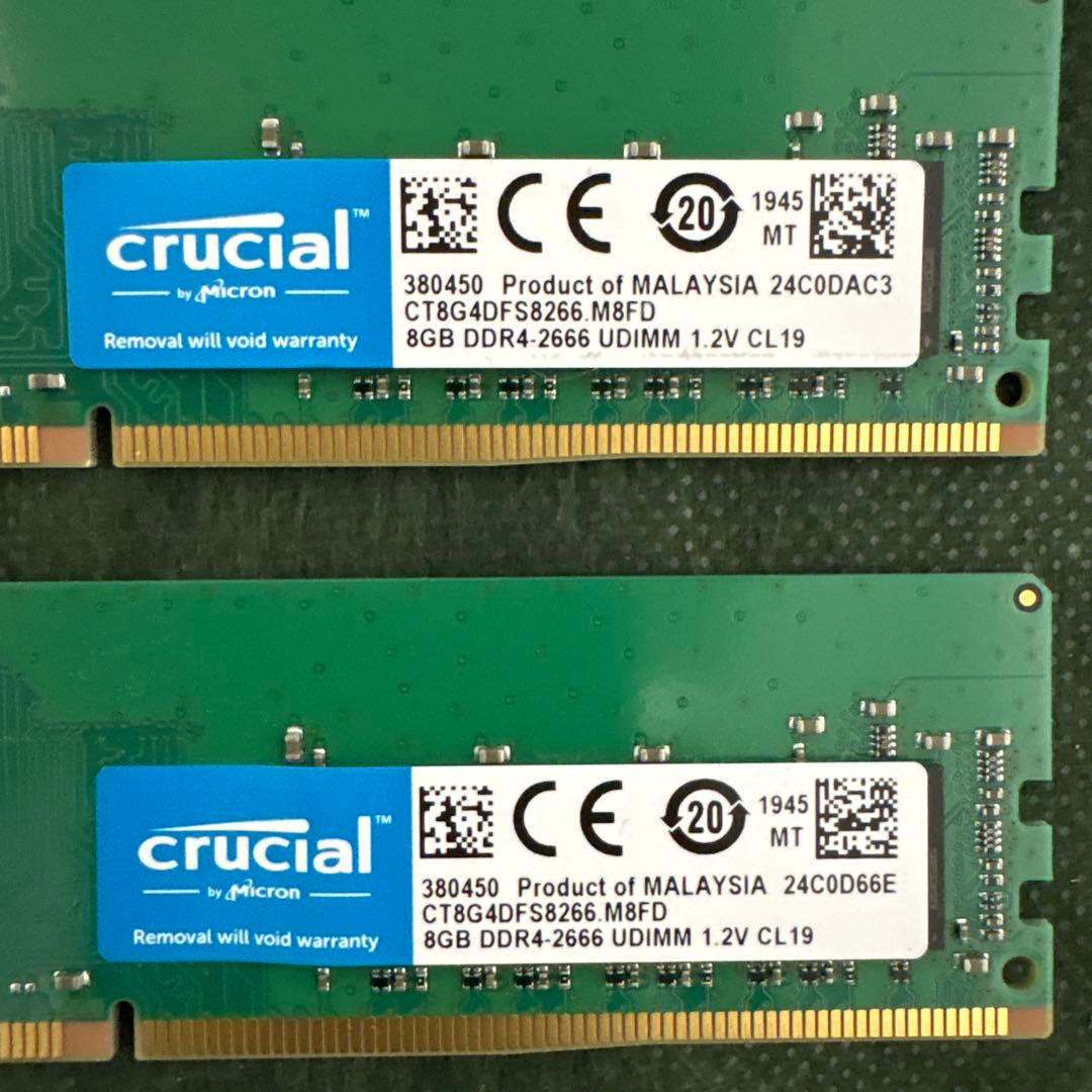 Crucial 8GB DDR4 2666 UDIMM メモリ