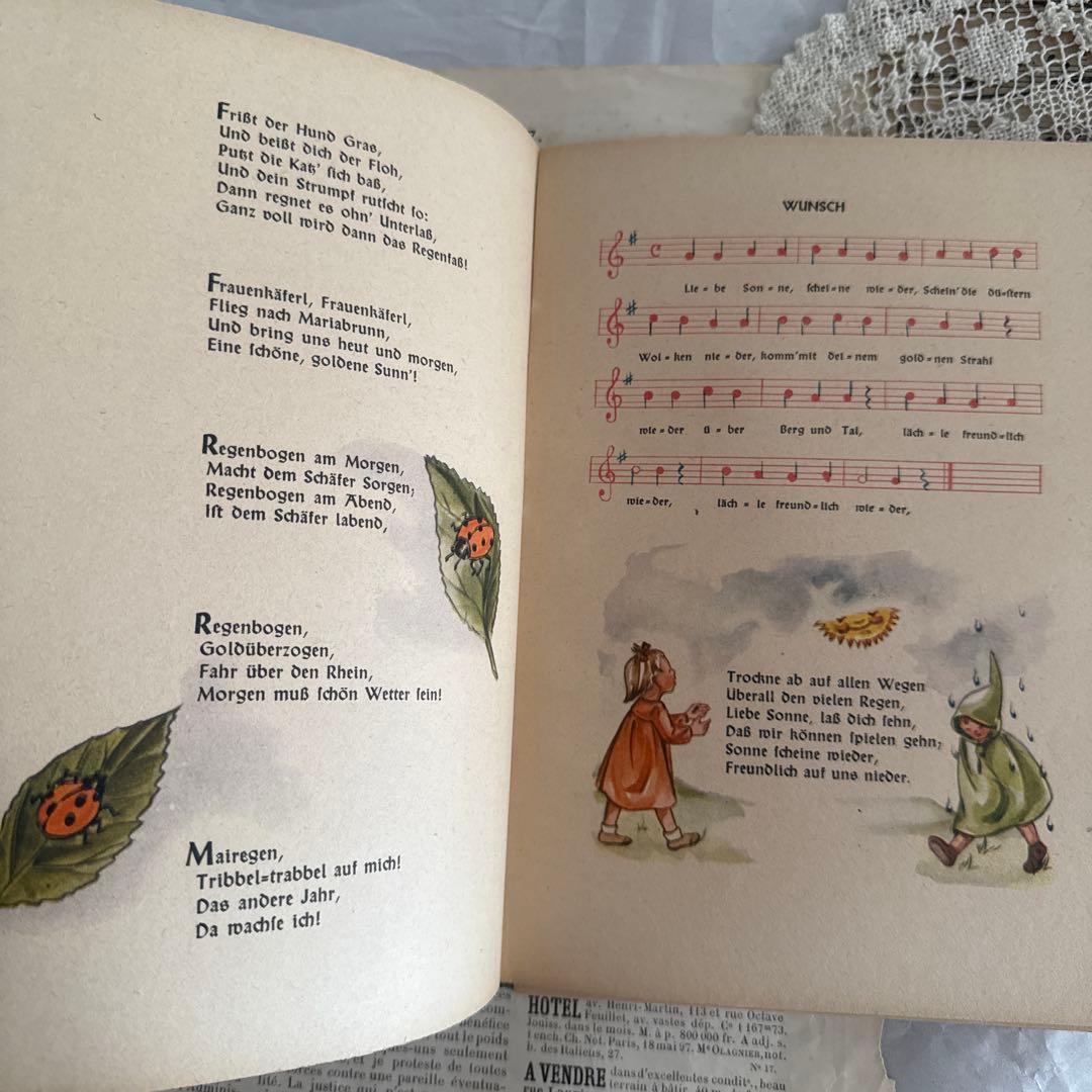 1940年ビンテージ愛らしい挿絵のドイツ絵本　洋書　古書ジャンクジャーナル素材に
