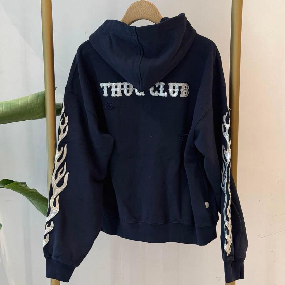 ジャケット・アウター Thug club Leather Flame Hooded Zip-Up