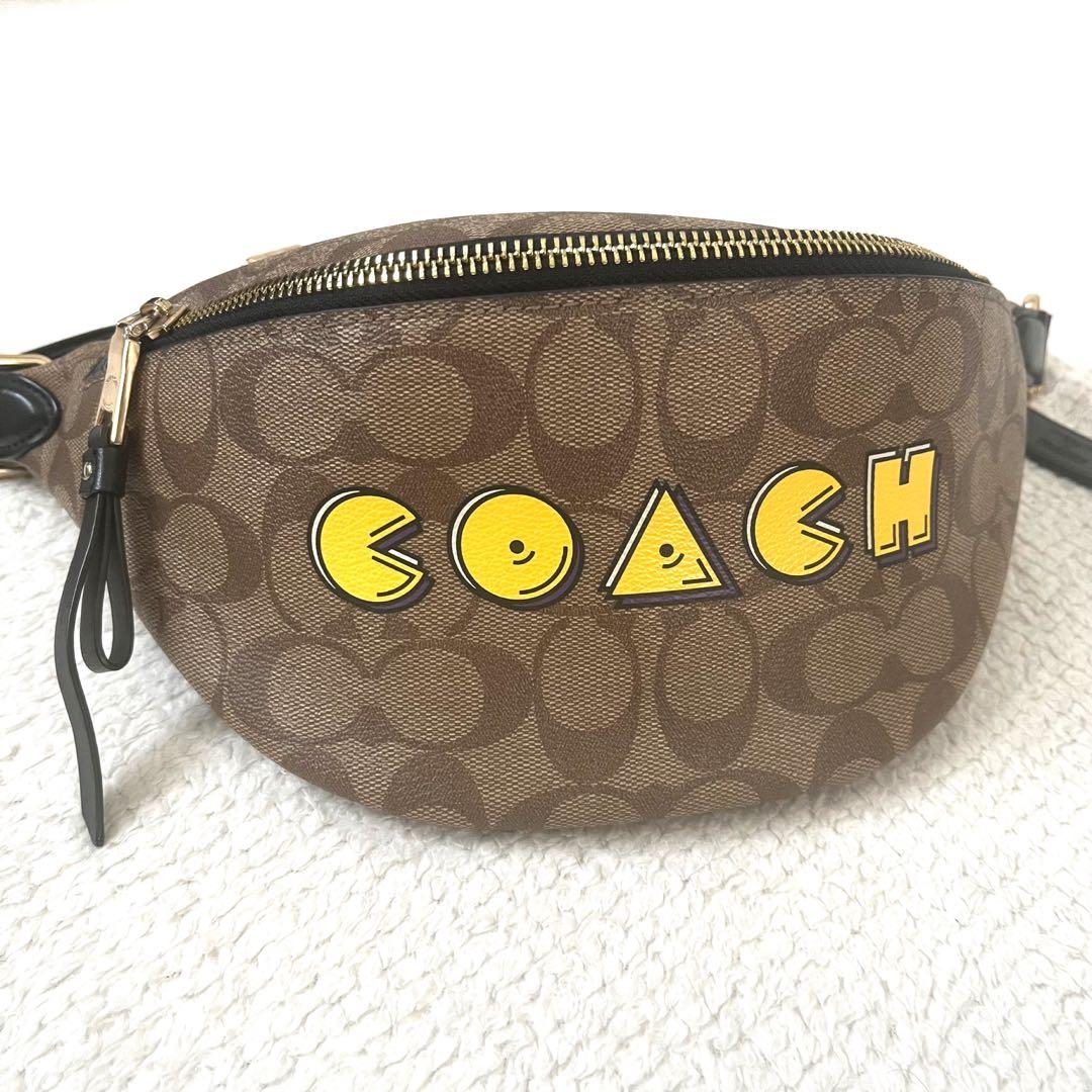 美品　COACH　 パックマン コラボ ウエストポーチ　ボディバッグ　PVC 革
