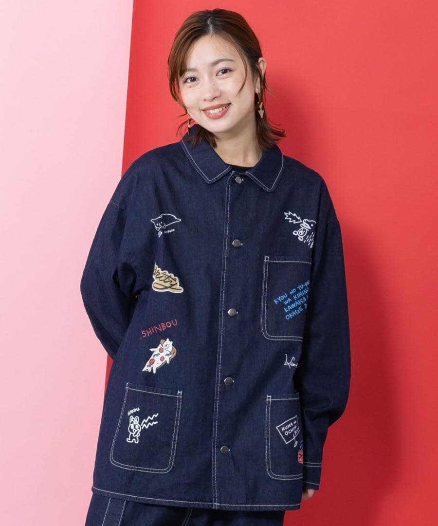 ＊新品タグ付 スカラーパリティ361101：らくがき風ワッペンシャツジャケット
