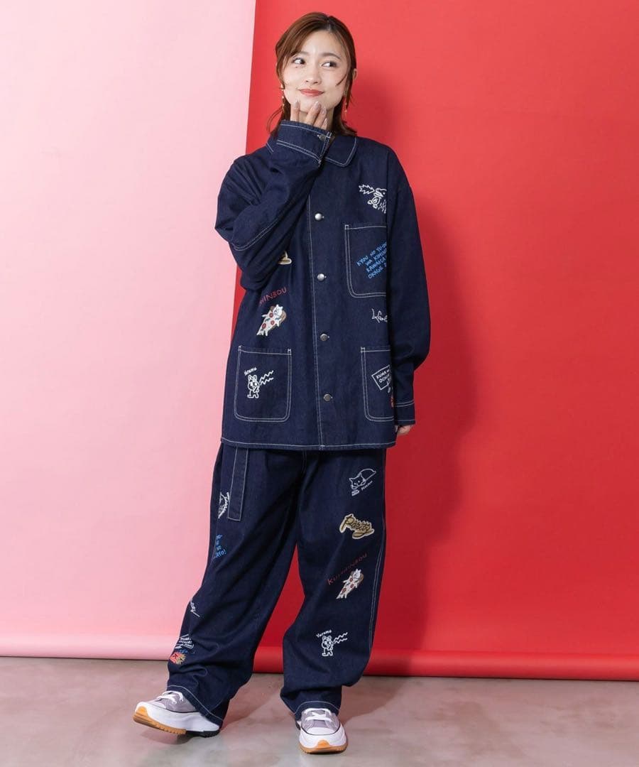 ＊新品タグ付 スカラーパリティ361101：らくがき風ワッペンシャツジャケット