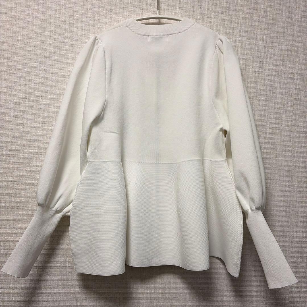 美品 サロン アダムエロペ ジップ ペプラムカーディガン 白