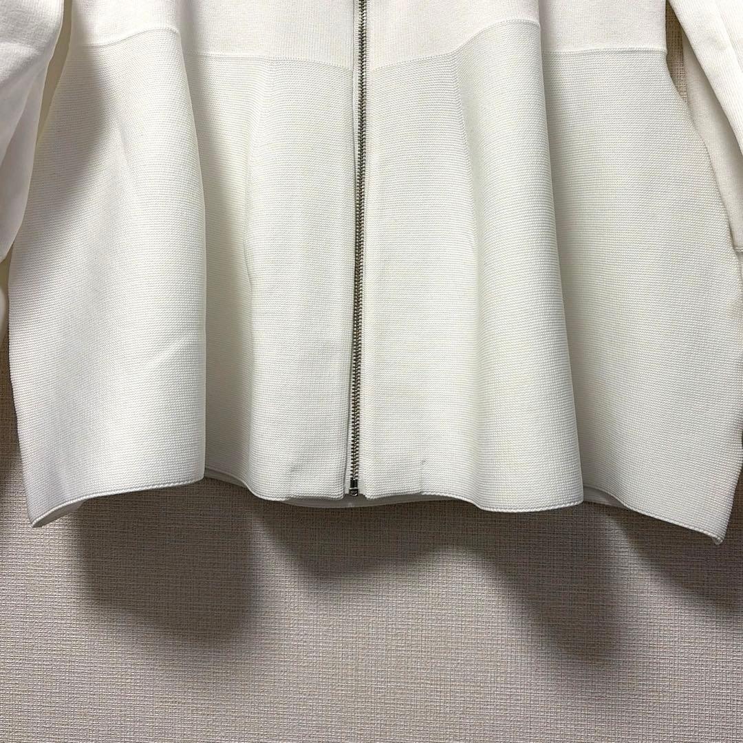 美品 サロン アダムエロペ ジップ ペプラムカーディガン 白