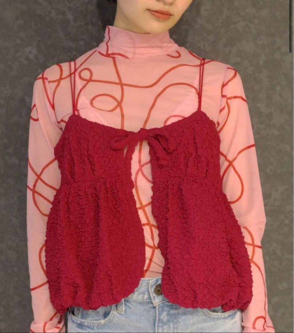 新品◇ POPPY BALLOON RIBBON CAMI (RED)