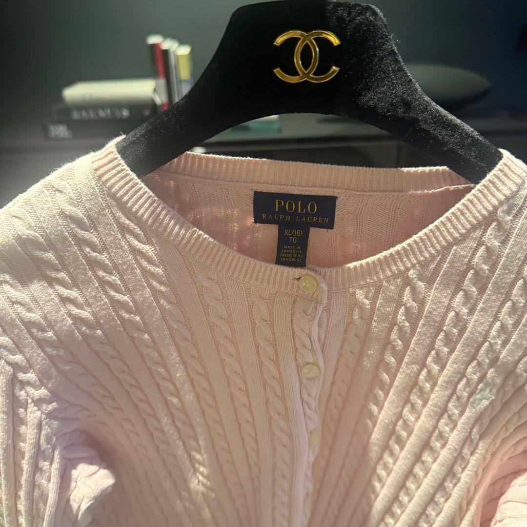 春色♡ Polo Ralph Lauren ケーブルカーディガン　ライトピンク