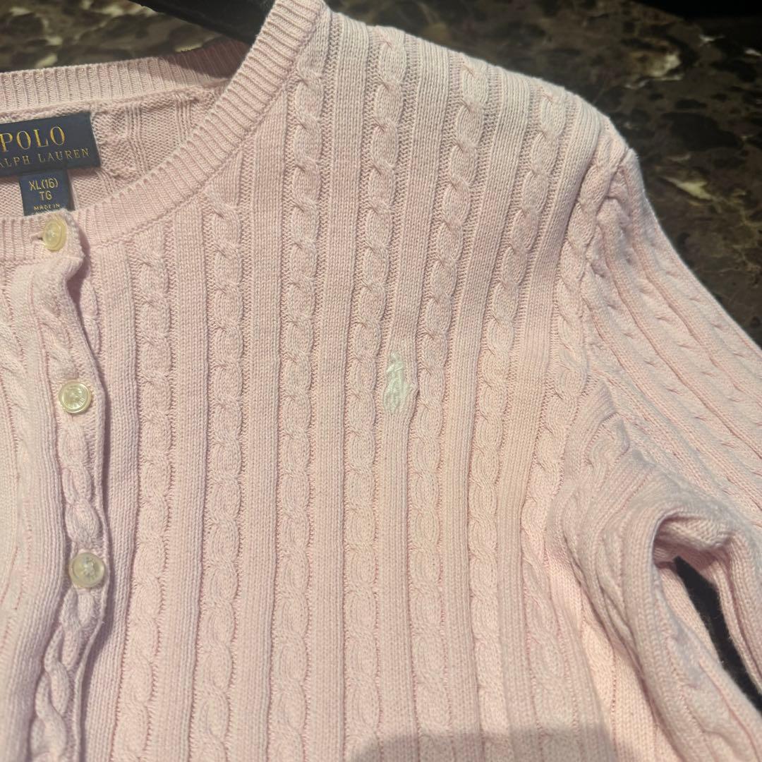 春色♡ Polo Ralph Lauren ケーブルカーディガン　ライトピンク