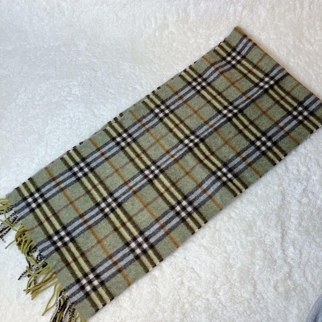 【美品】BURBERRY マフラー カシミヤ100% ノバチェック イエロー