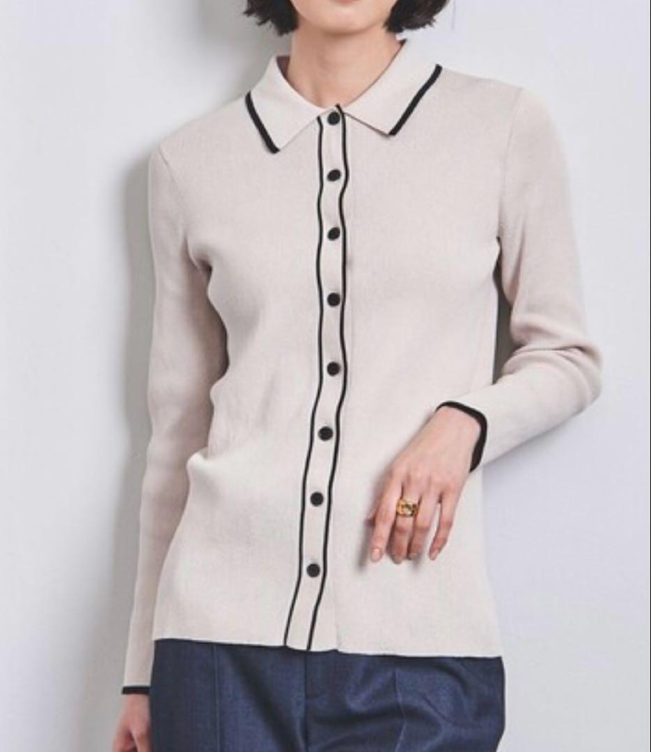 値下　united arrows ポロニット カーディガン　リブニット ポロエリ
