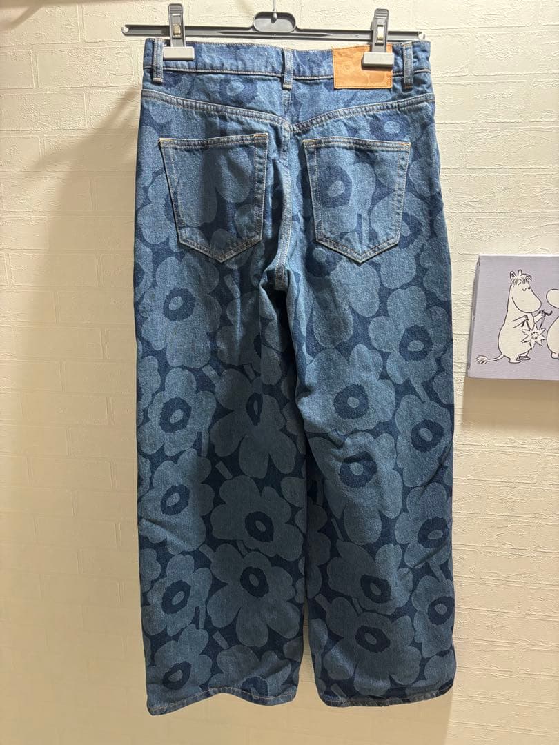 marimekko フラワーパターン デニムパンツ