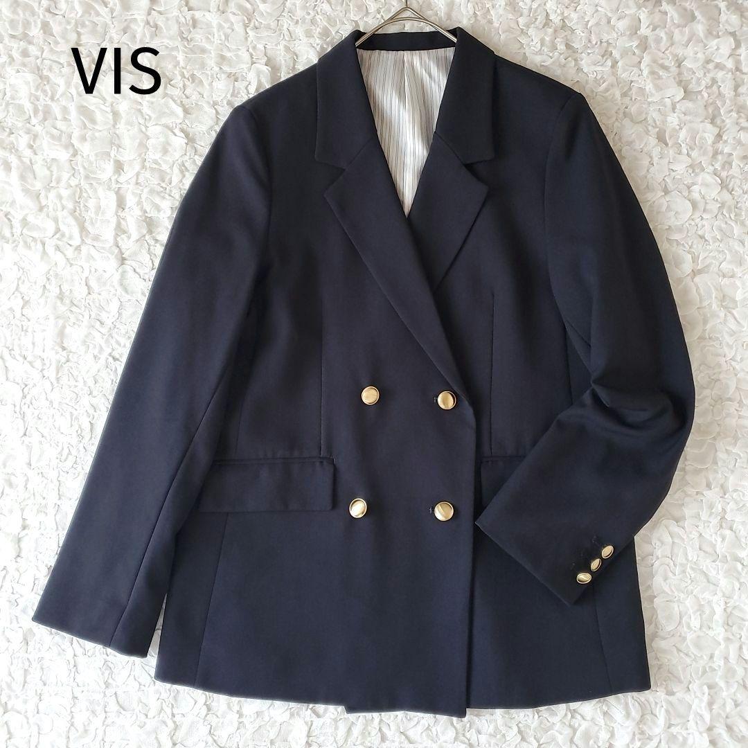 VIS【2025ss】コンフォート金ボタンジャケット 紺ブレ ダブルブレスト