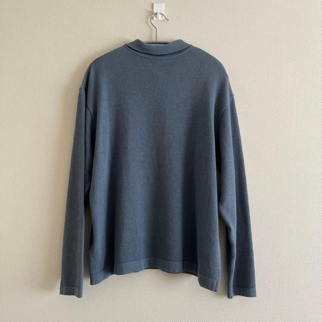 BATONER 青 長袖ポロシャツ