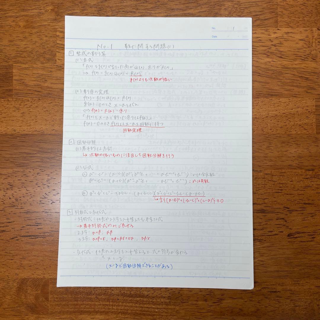 鉄緑　高2数学テキスト　板書ノート、解説プリント付き