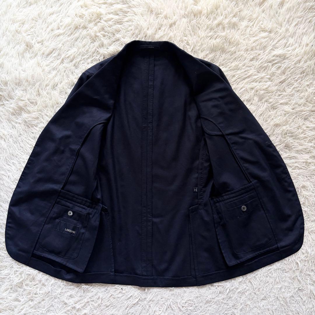<美品>LARDINI 新ロゴ ネイビー カシミヤ100% ジャケット 46