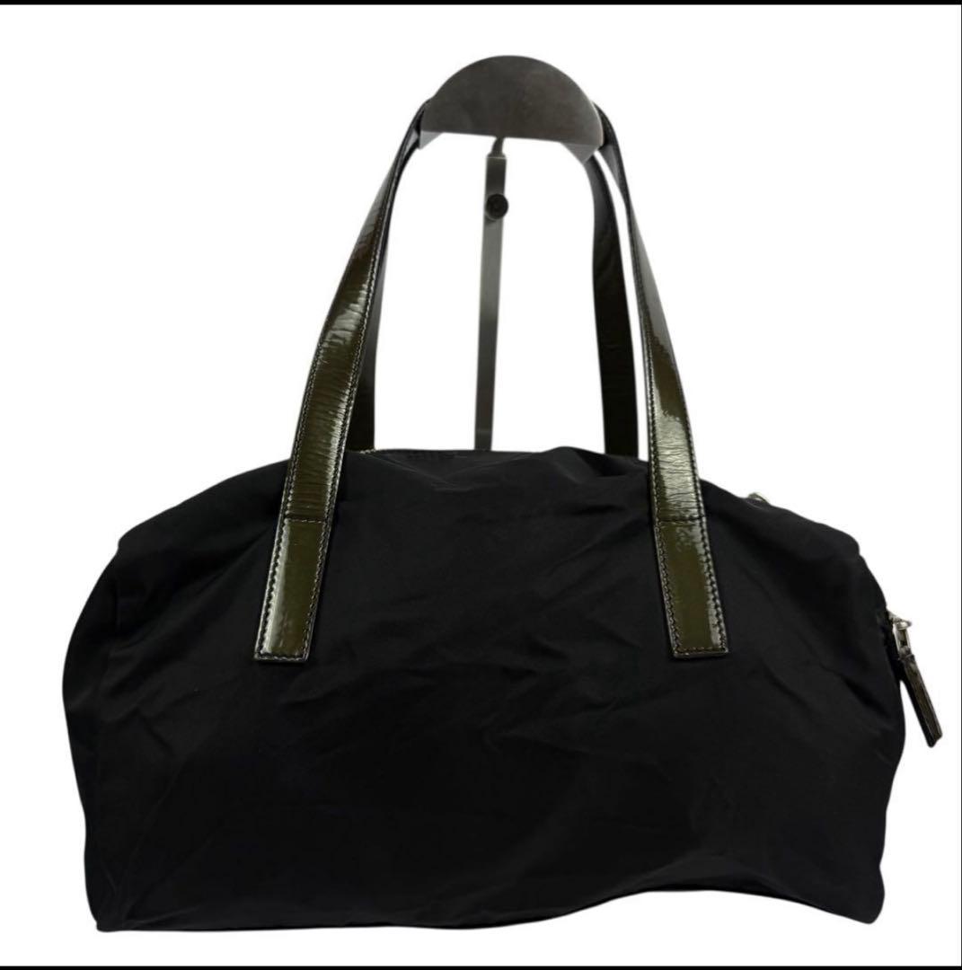 【美品】PRADA プラダ ミニボストンバッグ ナイロン ブラック 黒 白タグ