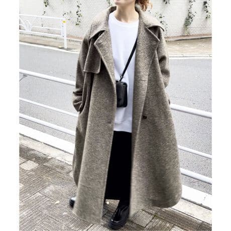 2022.wスライバーヘリンボーンボリュームコート　BROWN