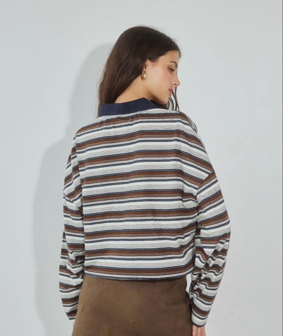 【ALEXIASTAM】美品 ストライプポロシャツ サイズFアレシアスタン