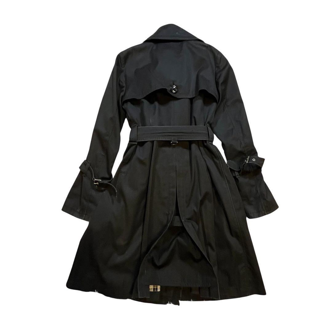 極美品 バーバリー ブルーレーベル ノバチェック トレンチコートブラック Ｓ